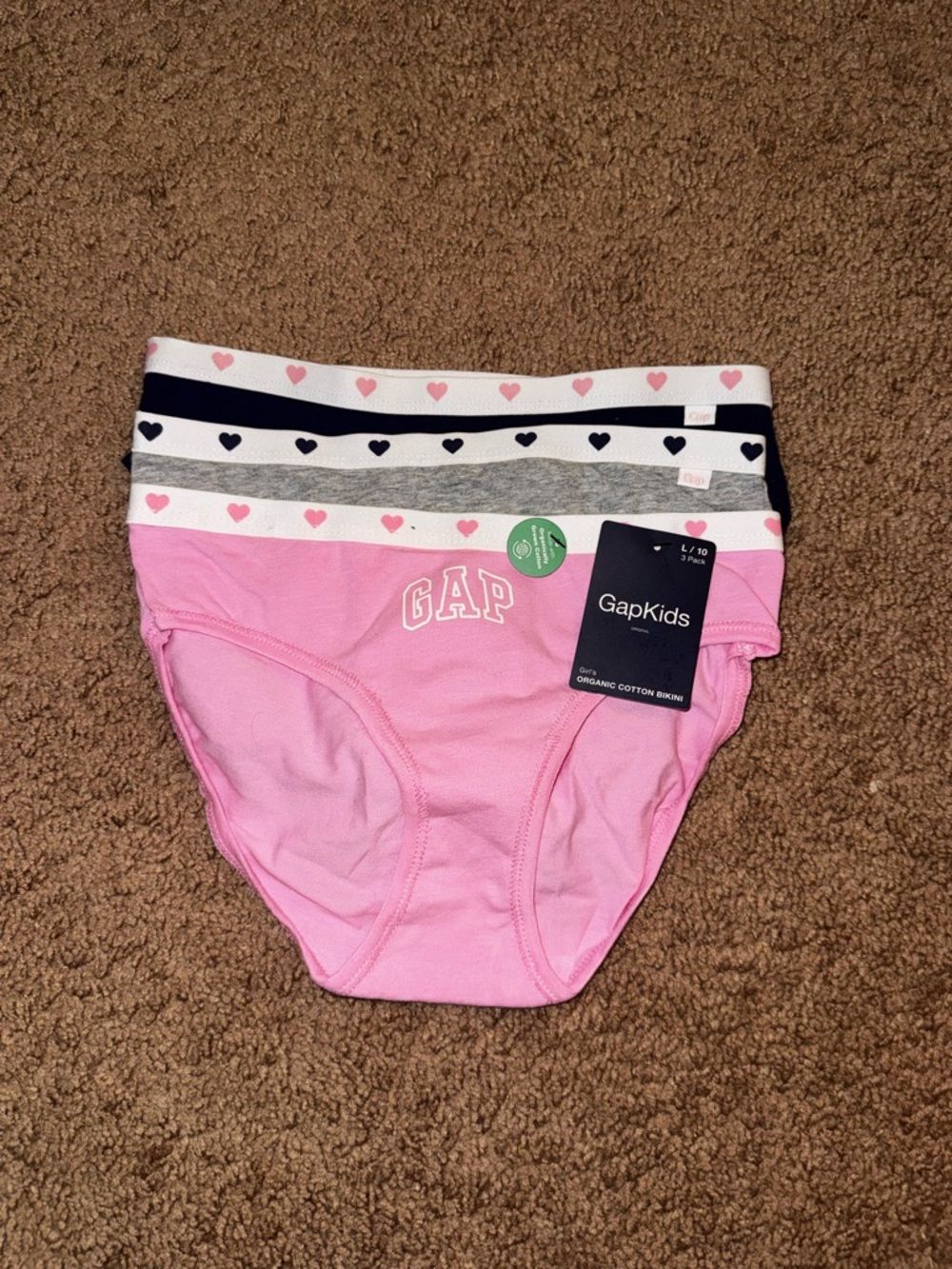GAP Pink & Heart-Trim Girls' 3-Pack Bikini Briefs